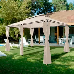 Just Home Collection - Gazebo Romano 400x300x96cm com Cortinas Bege