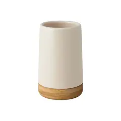 Just Home Collection - Porta Objetos de Banheiro em Cerâmica e Bambu Bege