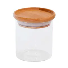 Oikos - Pote de Vidro Empilhável com Tampa de Bambu Circular Mantimento 200ml