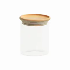 Oikos - Pote de Vidro Empilhável com Tampa de Bambu Circular Mantimento 400ml