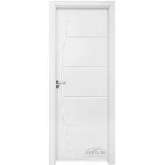 Abrilar - Porta Montada de Giro Frisada Madeira Colmeia Branco UV Acabado Esquerda 214x87x10cm