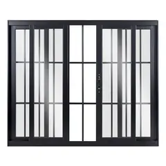 Esquadrisul - Janela de Correr Alumínio Preto 4 Folhas Com Grade Central 100x150x10cm Topsul