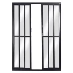 Esquadrisul - Porta de Correr Alumínio Preto 4 Folhas Central 210x150x12cm Topsul