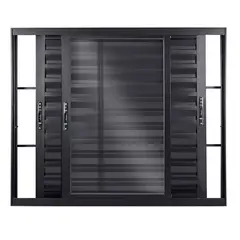 Esquadrisul - Janela Veneziana Alumínio Preto 3 Folhas Com Grade Móveis 120x150x12cm Topsul