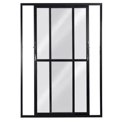Esquadrisul - Porta de Correr Alumínio Preto 2 Folhas Móveis 210x150x8,6cm Topsul