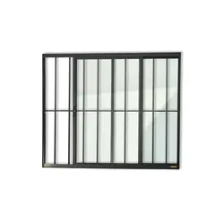 Brimak - Janela de Correr Alumínio Preto 2 Folhas Com Grade Esquerda 100x80x8cm Confort