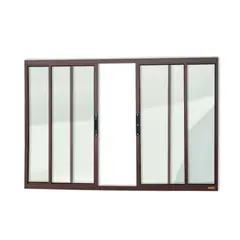 Brimak - Janela de Correr Alumínio Corten 4 Folhas Central 100x100x6,2cm Confort