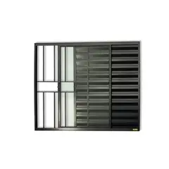 Brimak - Janela Veneziana Alumínio Preto 3 Folhas Com Grade Esquerda 120x120x8cm Confort
