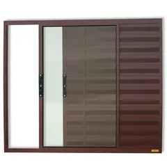 Brimak - Janela Veneziana Alumínio Corten 3 Folhas Esquerda 100x80x8cm Confort