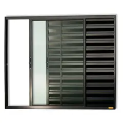 Brimak - Janela Veneziana Alumínio Preto 3 Folhas Esquerda 80x100x8cm Confort