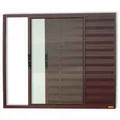 Brimak - Janela Veneziana Alumínio Corten 3 Folhas Esquerda 80x80x8cm Confort