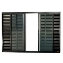 Brimak - Janela Veneziana Alumínio Preto 6 Folhas Central 100x100x8cm Confort