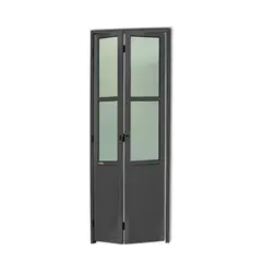 Brimak - Porta Camarão e Vidro Alumínio Cinza 2 Folhas Direita 210x80x4,6cm L.25