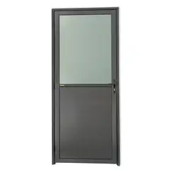 Brimak - Porta Meio Vidro Lambri Alumínio Cinza Direita 210x80x4,6cm Super 25