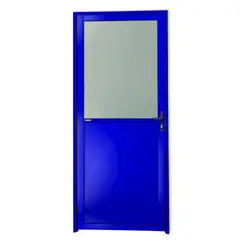Brimak - Porta Meio Vidro Lambri Alumínio Azul Direita 210x80x4,6cm Super 25