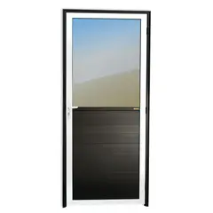 Brimak - Porta Meio Vidro Lambri Alumínio Mix Preto Esquerda 210x80x4,6cm Super 25