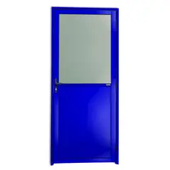 Brimak - Porta Meio Vidro Lambri Alumínio Azul Esquerda 210x90x4,6cm Super 25