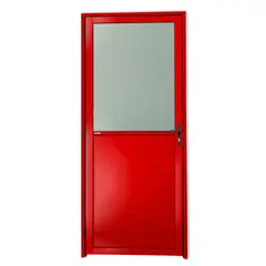 Brimak - Porta Meio Vidro Lambri Alumínio Vermelho Direita 210x90x4,6cm Super 25