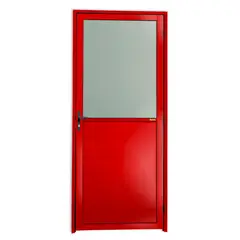 Brimak - Porta Meio Vidro Lambri Alumínio Vermelho Esquerda 210x90x4,6cm Super 25