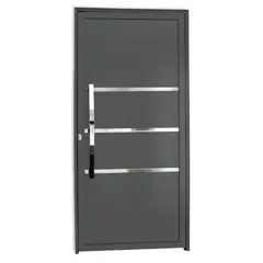 Brimak - Porta Lambri e Friso Alumínio Cinza Esquerda 210x90x4,6cm Evolution