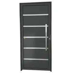 Brimak - Porta Lambri Vidro e Friso Alumínio Cinza Direita 210x90x4,6cm Premium