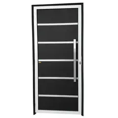Brimak - Porta Lambri Vidro e Friso Alumínio Mix Preto Direita 210x90x4,6cm Premium