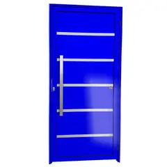 Brimak - Porta Lambri Vidro e Friso Alumínio Azul Esquerda 210x100x4,6cm Premium