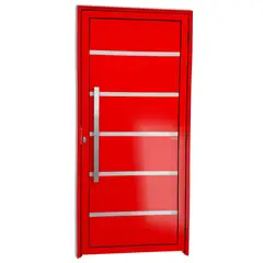 Brimak - Porta Lambri Vidro e Friso Alumínio Vermelho Esquerda 210x100x4,6cm Premium