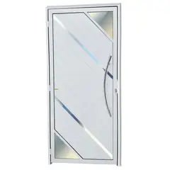 Brimak - Porta Lambri Vidro e Friso Alumínio Branco Direita 210x90x4,6cm Oasis