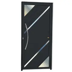 Brimak - Porta Lambri Vidro e Friso Alumínio Preto Esquerda 210x90x4,6cm Oasis