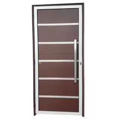 Brimak - Porta Lambri Vidro e Friso Alumínio Mix Corten Direita 210x100x4,6cm Premium