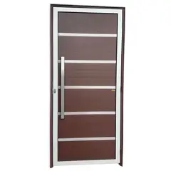 Brimak - Porta Lambri Vidro e Friso Alumínio Mix Corten Esquerda 210x100x4,6cm Premium