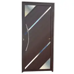 Brimak - Porta Lambri Vidro e Friso Alumínio Corten Esquerda 210x90x4,6cm Oasis