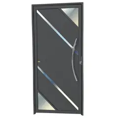 Brimak - Porta Lambri Vidro e Friso Alumínio Cinza Direita 210x90x4,6cm Oasis
