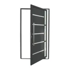 Brimak - Porta Pivotante e Friso e Visor Alumínio Cinza Esquerda 210x100x4,6cm Miraggio