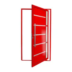 Brimak - Porta Pivotante e Friso e Visor Alumínio Vermelho Esquerda 210x100x4,6cm Miraggio