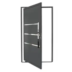 Brimak - Porta Pivotante e Friso Alumínio Cinza Direita 210x100x4,6cm Evolution
