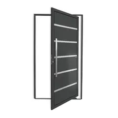 Brimak - Porta Pivotante e Friso Alumínio Cinza Esquerda 210x100x4,6cm Premium