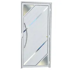 Brimak - Porta Lambri Vidro e Friso Alumínio Branco Esquerda 210x100x4,6cm Oasis