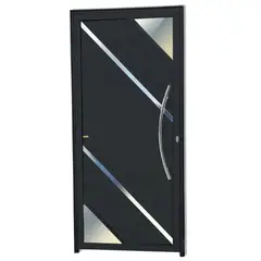 Brimak - Porta Lambri Vidro e Friso Alumínio Preto Direita 210x100x4,6cm Oasis