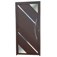 Brimak - Porta Lambri Vidro e Friso Alumínio Corten Direita 210x100x4,6cm Oasis