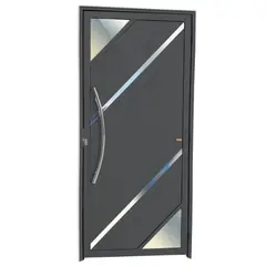 Brimak - Porta Lambri Vidro e Friso Alumínio Cinza Esquerda 210x100x4,6cm Oasis