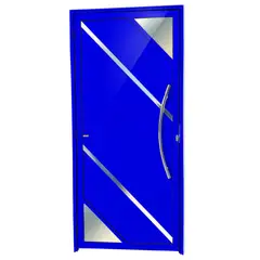 Brimak - Porta Lambri Vidro e Friso Alumínio Azul Direita 210x100x4,6cm Oasis