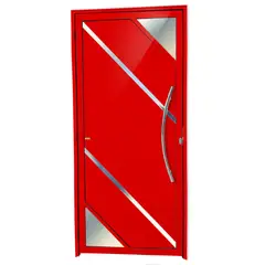 Brimak - Porta Lambri Vidro e Friso Alumínio Vermelho Direita 210x100x4,6cm Oasis