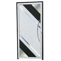 Brimak - Porta Lambri Vidro e Friso Alumínio Mix Preto Direita 210x100x4,6cm Oasis