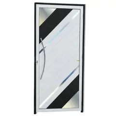 Brimak - Porta Lambri Vidro e Friso Alumínio Mix Preto Esquerda 210x100x4,6cm Oasis
