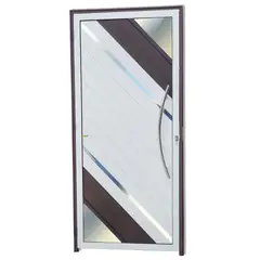 Brimak - Porta Lambri Vidro e Friso Alumínio Mix Corten Direita 210x100x4,6cm Oasis