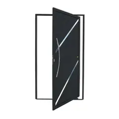 Brimak - Porta Pivotante e Friso Alumínio Preto Esquerda 210x100x4,6cm Duna