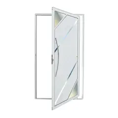 Brimak - Porta Pivotante Vidro e Friso Alumínio Branco Esquerda 210x100x4,6cm Oasis