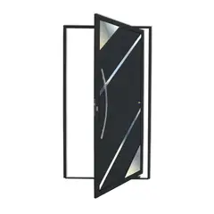 Brimak - Porta Pivotante Vidro e Friso Alumínio Preto Esquerda 210x100x4,6cm Oasis